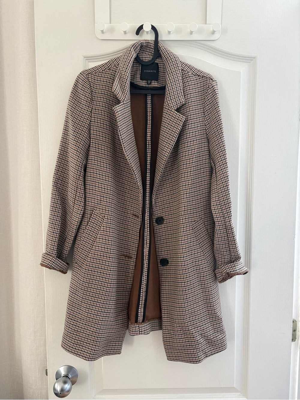 Dynamite Brown and Cream Houndstooth Blazer